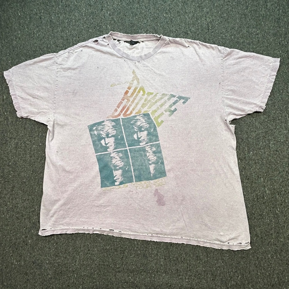 David Bowie T Shirt 3XL Mens Purple Serious Moonlight Tour 1983 Thrahed